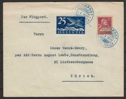 1924 : Flugpost Brief Laufen - Zürich