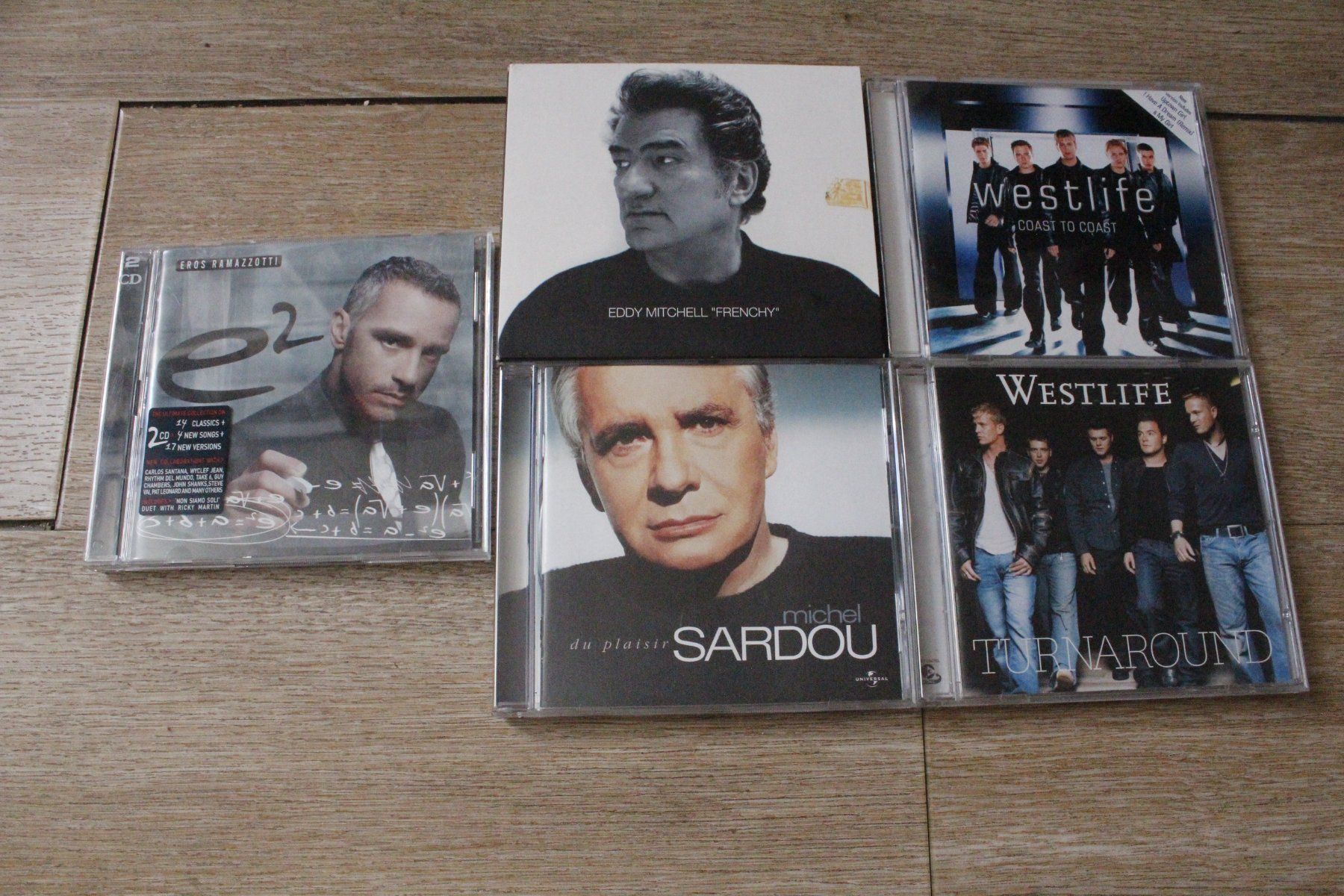 CD: 5x CD Michel  Sardou,Westlife, Eddy Mitchell, Eros Ramazzoti – Nuovo (secondo la descrizione) da Travers venduto da ColibriRoseOrange