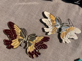 2x Vintage Schmetterling Gürtelschnalle / Brosche – Emaille