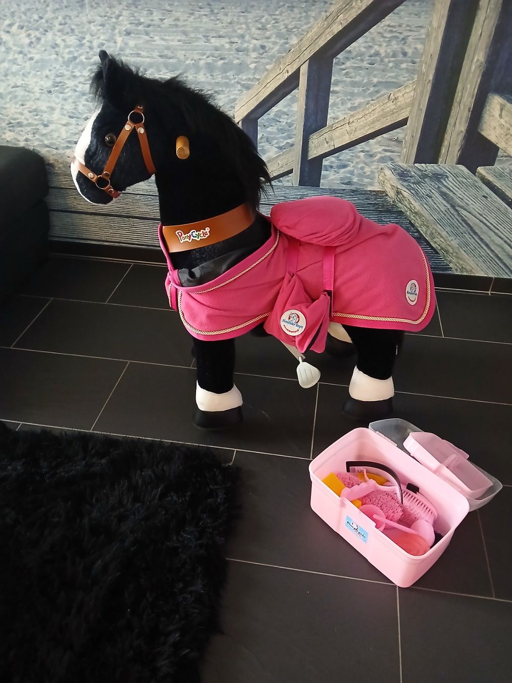 Giocattoli: Pony Cycle Black Spielpferd – Usato da Niederönz venduto da Hapra