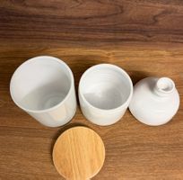 Keramik Dose weiss mit Holzdeckel 2er Set Dekoration