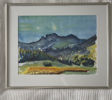 Bild Signiert Aquarell Landschaftl B60xH72 cm