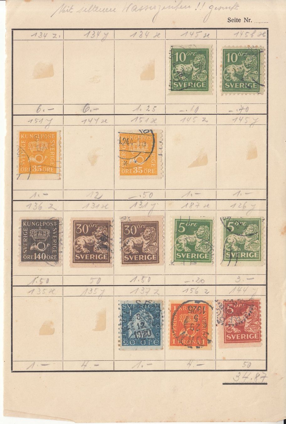 Alle Briefmarken: Auswahlheft Schweden ab 1891 – Gebraucht aus Bürglen TG von StampGraf 2