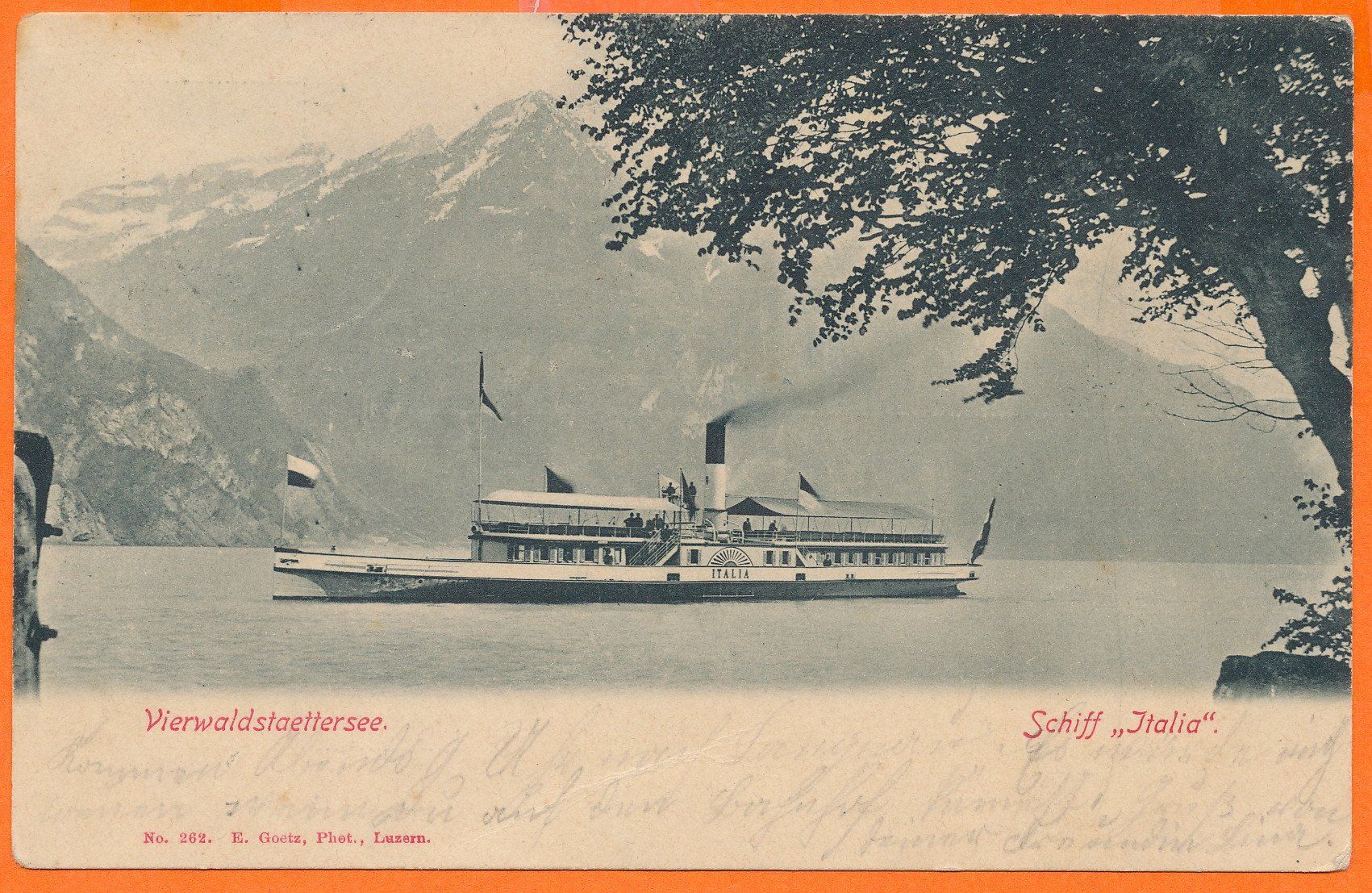 Cartoline postali: Schiff "JTALIA" - Vierwaldstättersee 1900 – Usato da Liestal venduto da flohmy