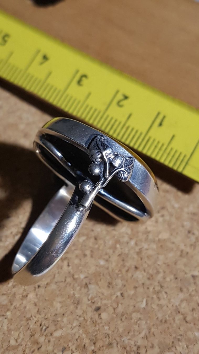 Anelli: Wunderschöner Ring grosser Bernstein Silber 925 18 mm innen – Usato da Basel venduto da ivoli 5