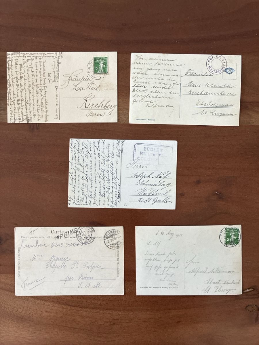 Cartoline postali: 11 Ansichtskarten Schweiz von Colombier NE – Usato da Oftringen venduto da Cla.vD.74 1