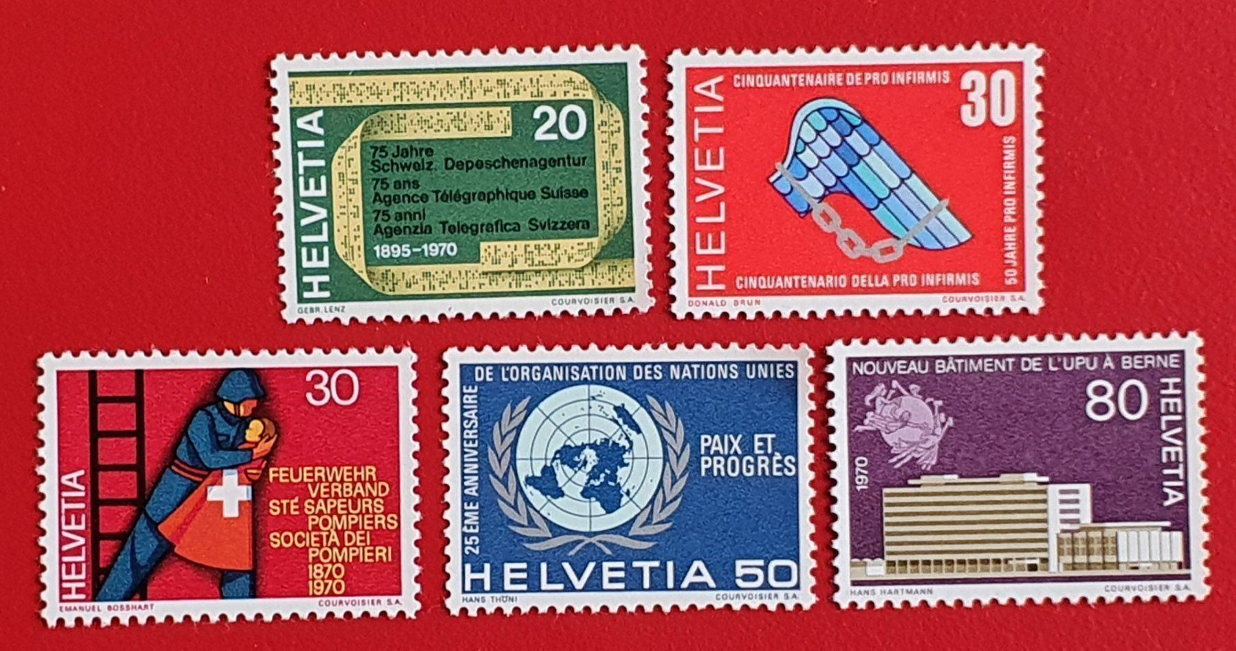 Tutti i francobolli: WERBEMARKEN SATZ 476 - 480 1970** POSTFRISCH – Nuovo (secondo la descrizione) da Düdingen venduto da Quartierstrasse