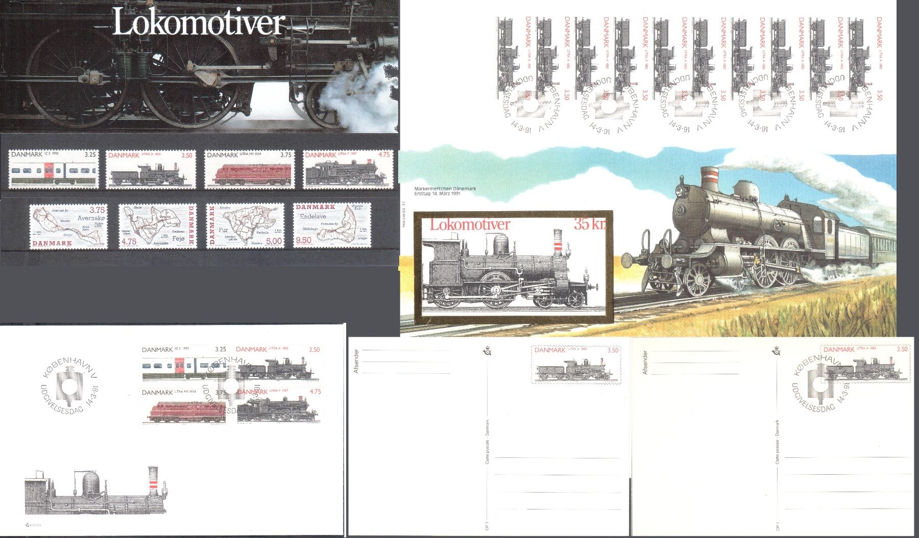 Alle Briefmarken: Denmark - Lokomotiver - 1991 - 1995 – Neu und originalverpackt aus Chavornay von 4dphila