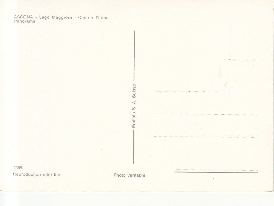 Cartoline postali: Ascona ca. 1970 – Usato da Bürglen TG venduto da StampGraf 1