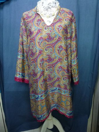 KAFTAN ART SILK LANGARM MADE IN INDIA KLEID LEICHT LOCKER M