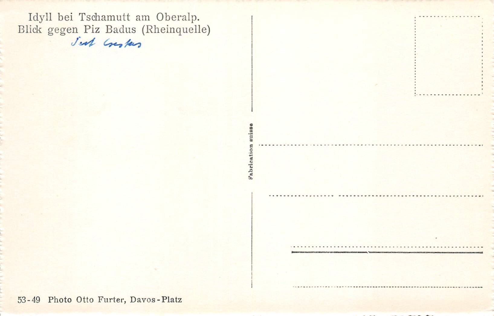 Cartes postales: Tschamutt – D'occasion à Ottikon b.Kemptth. par Neptun1974 1