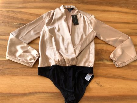 NEW LOOK neuer Satin Blusen Body gold/schwarz Gr 36 *NEU*