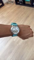 Herren Uhr Automatik weiss Zifferblatt Band blau neuwertig