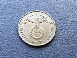 2 Reichspfennig Drittes Reich 1940 D. ungereinigt