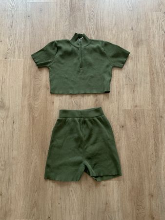Ensemble crop top et short vert Trendyol
