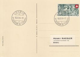 1946 B30 Käserei 16. August 46 Genève Postkarte UNO Genf