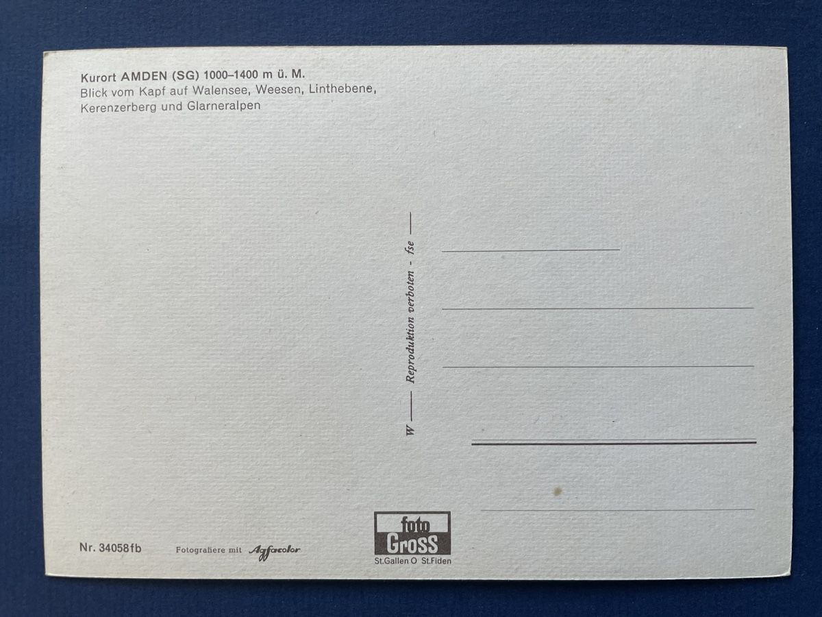 Cartoline postali: Alte Ansichtskarte Amden SG - Walensee und Glarner Alpen – Usato da Neuhausen am Rheinfall venduto da Arielle55 1