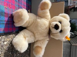 Steiff Teddybär creme mit braunem Band neuwertig