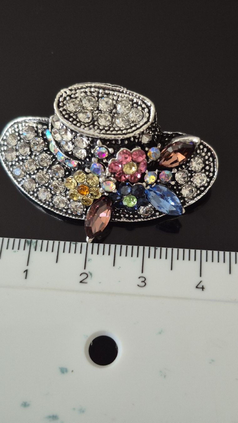 Spille & Fermagli: Schmuck-Broche  Hut mit Steinen neu – Nuovo e nell'imballaggio originale da Schiers venduto da Carmela8 3