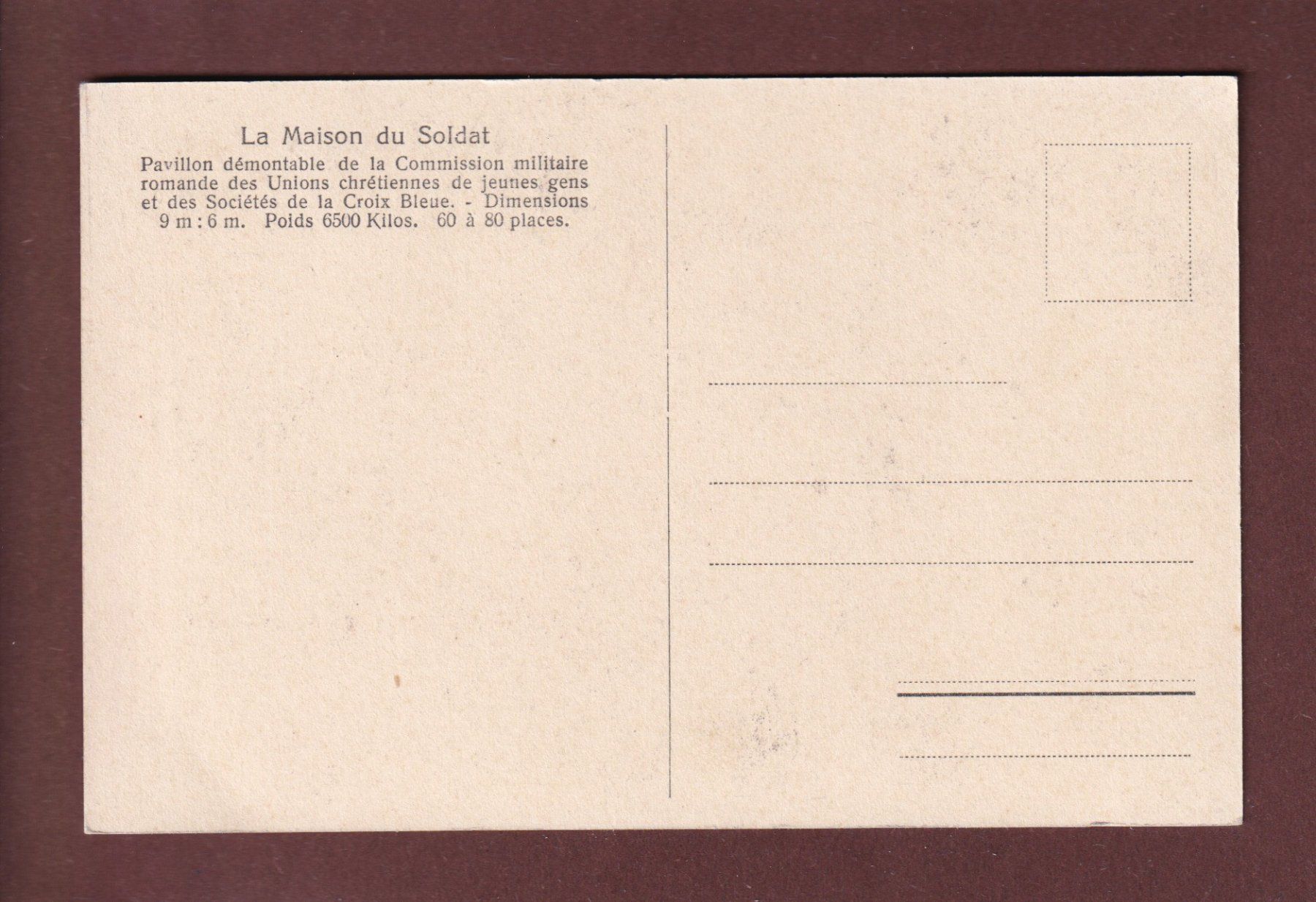 Cartoline postali: La MAISON DU SOLDAT - Pavillon démontable – Usato da Pully venduto da nicecards 1