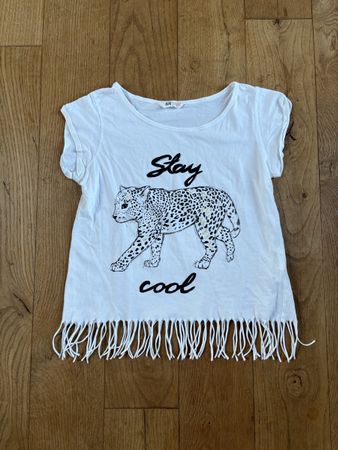 H&M T-Shirt Leopard Druck & Fransen EUR 158/164