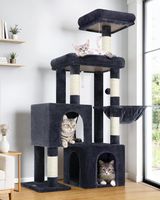 Katze Kratzbaum Katzenbaum 134cm mit Katzenhaus Dunkelgrau