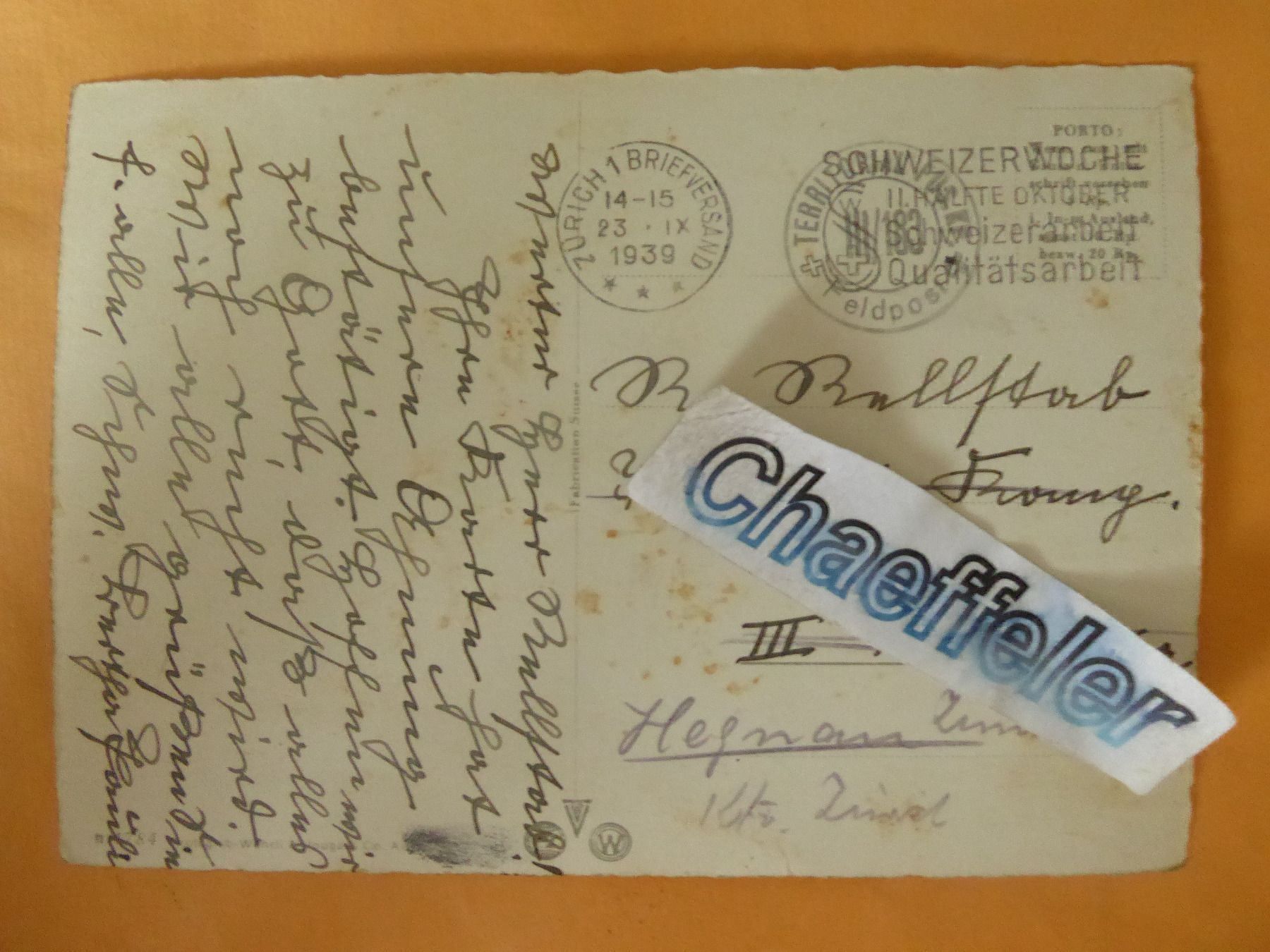 Cartoline postali: 1939 Zürich. Limmarquai – Usato da Zürich venduto da Chaeffeler 1