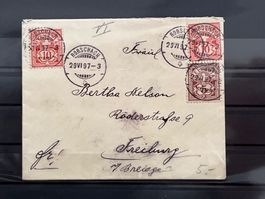 Brief mit Ziffern, 1897, Rorschach - Freiburg (D)