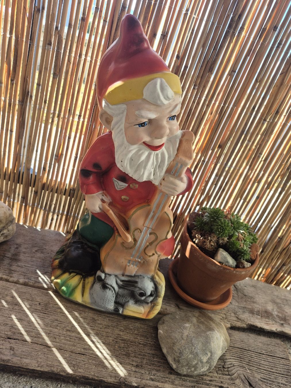 Figuren: Toller Gartenzwerg mit Kontrabass – Gebraucht aus Baar von Zwergen-Atelier4 2