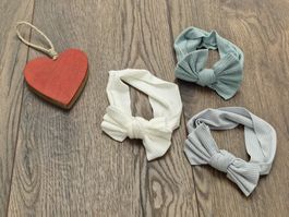 3 Baby Stirnbänder mit Schleife Set neuwertig blau Töne
