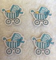 4 Kinderwagen Knöpfe Aufnäher blau OVP Baby wagen junge blau
