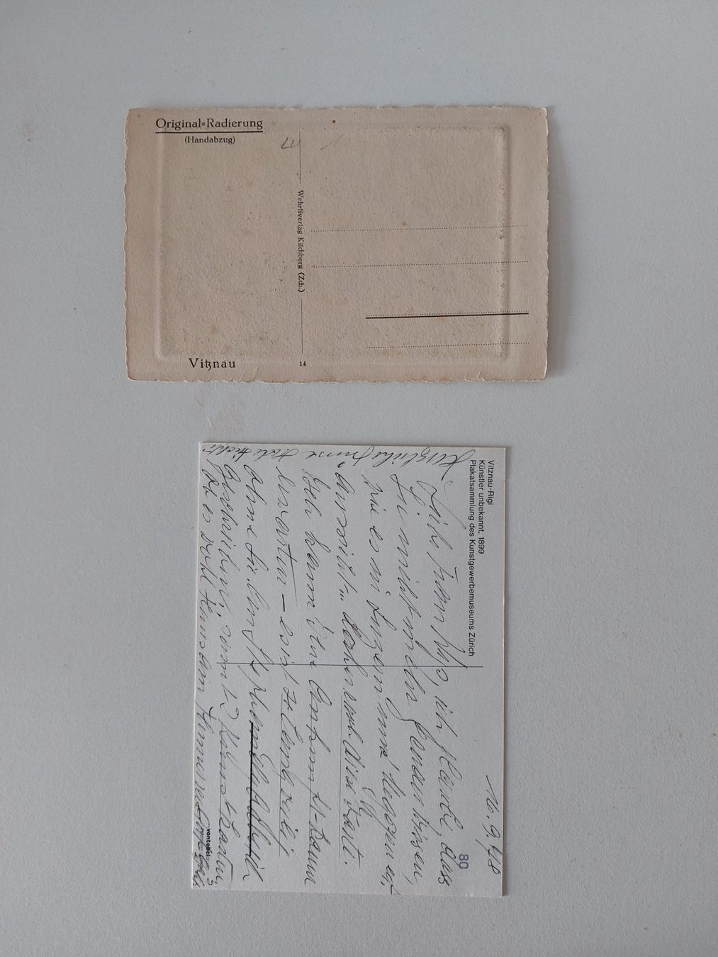 Cartoline postali: 2 AK Ansichtskarten Vitznau Radierung Luzern – Usato da Schenkon venduto da Uhu007 1
