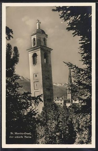 Cartoline postali: St. Moritz-Dorf, Blick auf den schiefen  – Usato da Berlin venduto da bartko-reher