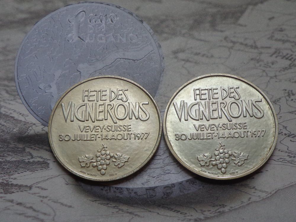 2 x Médaille en argent - Fête des Vignerons Vevey 1977 (Gebraucht) in ...