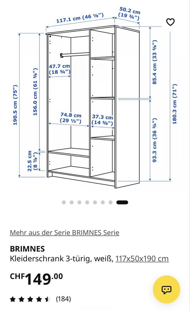 Schränke: Kleiderschrank Ikea Brimnes – Gebraucht aus Otelfingen von 19C90 1