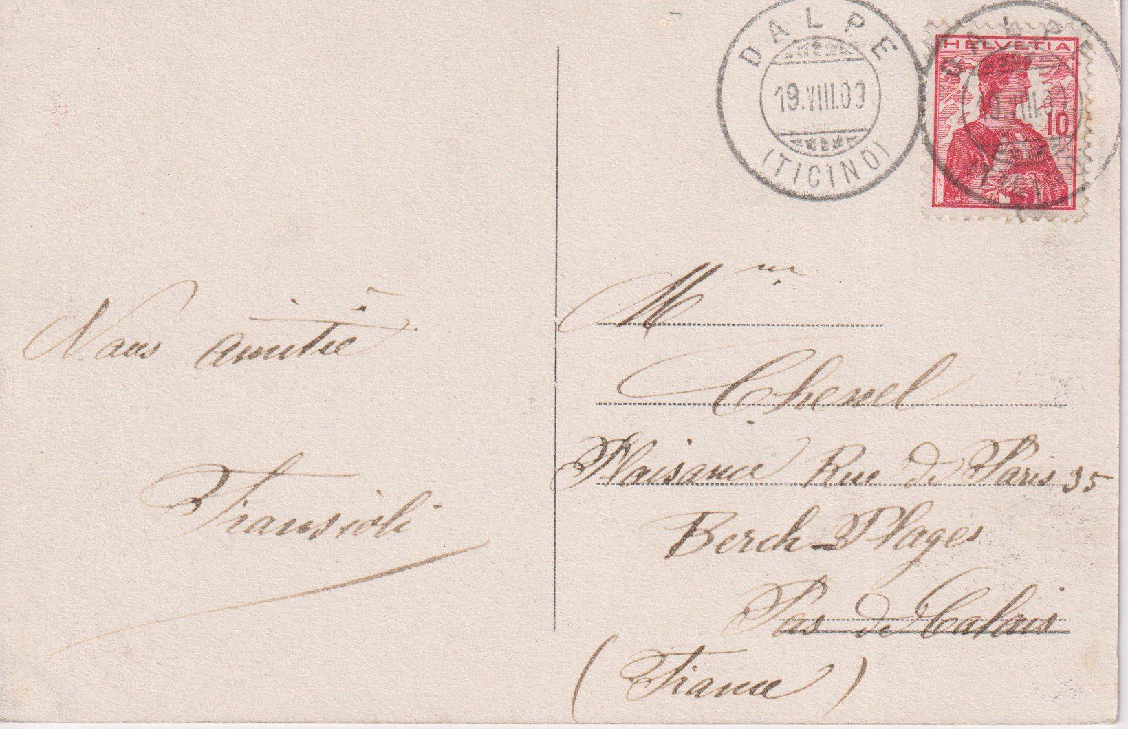 Cartoline postali: AK Dalpe e Cornone - Vista Generale, 1909 – Usato da Riva San Vitale venduto da MAR-NAPO 1