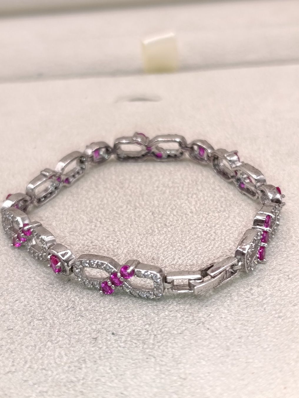 Armbänder & -reifen: Vintage 925er Silber Armband Rubin Edelstein Zirkonia Top – Gebraucht aus Steffisburg von 1.Schmuckschatulle 1