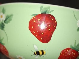 Müsli - Frühlingsschale mit Erdbeeren und Biene, neuwertig