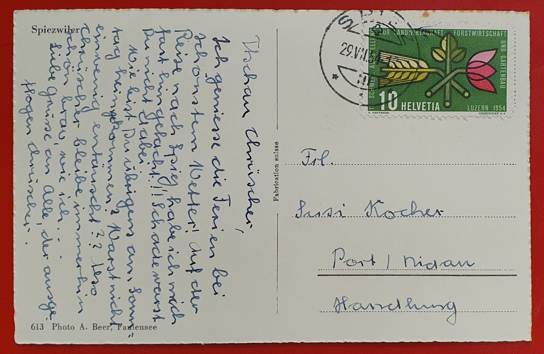 Cartoline postali: Spiezwiler 1954 – Usato da Kreuzlingen venduto da Rschweiz1 1