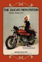 Blechschild-THE DUCATI REPUTATION MIT SOMMERHUT GIRL