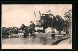 AK Aarburg, Uferpartie mit Kirche