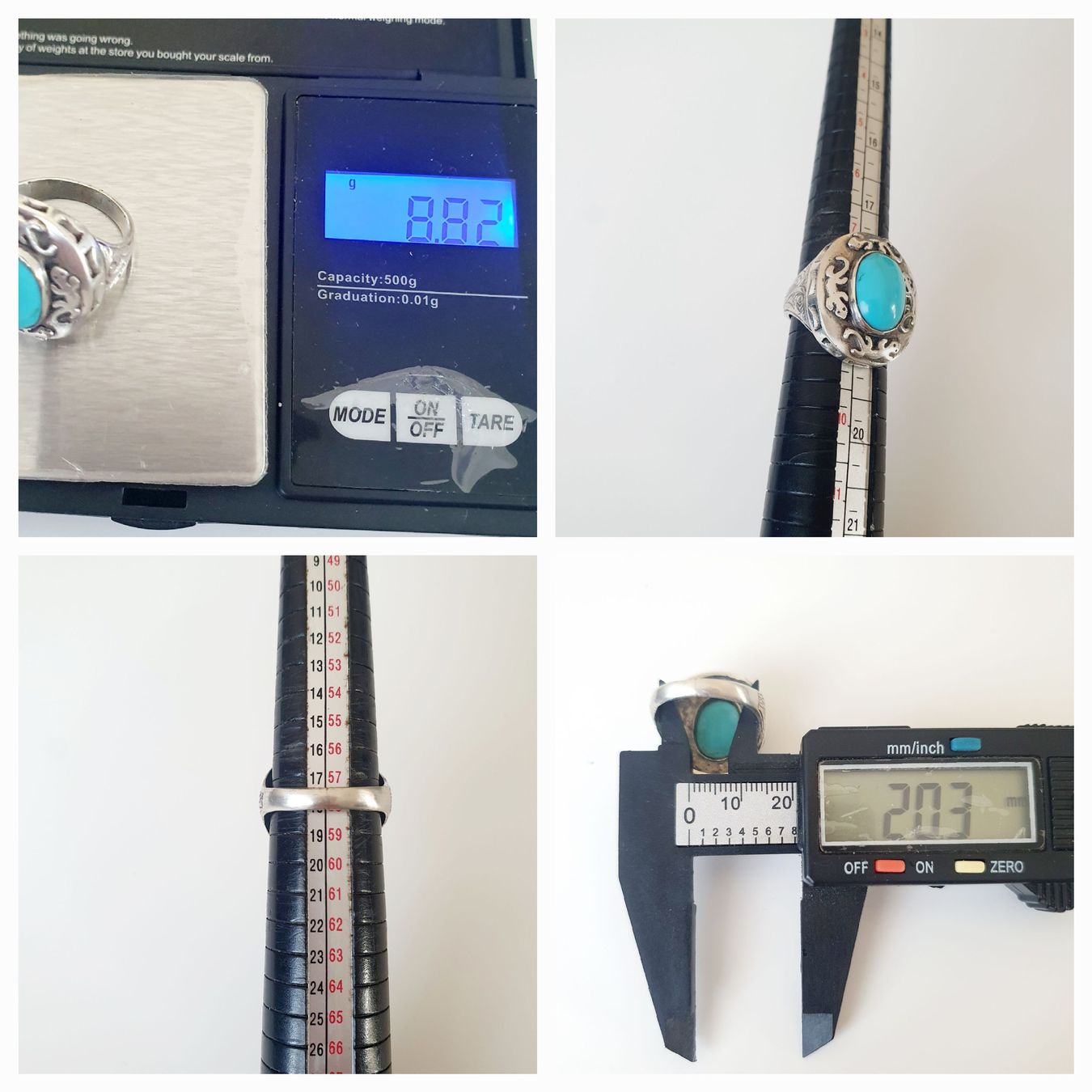 Anelli: Vintage Silber Ring mit Türkis-Stein, Grösse 20.3 mm, – Usato da Kreuzlingen venduto da Wunderkiste123 9