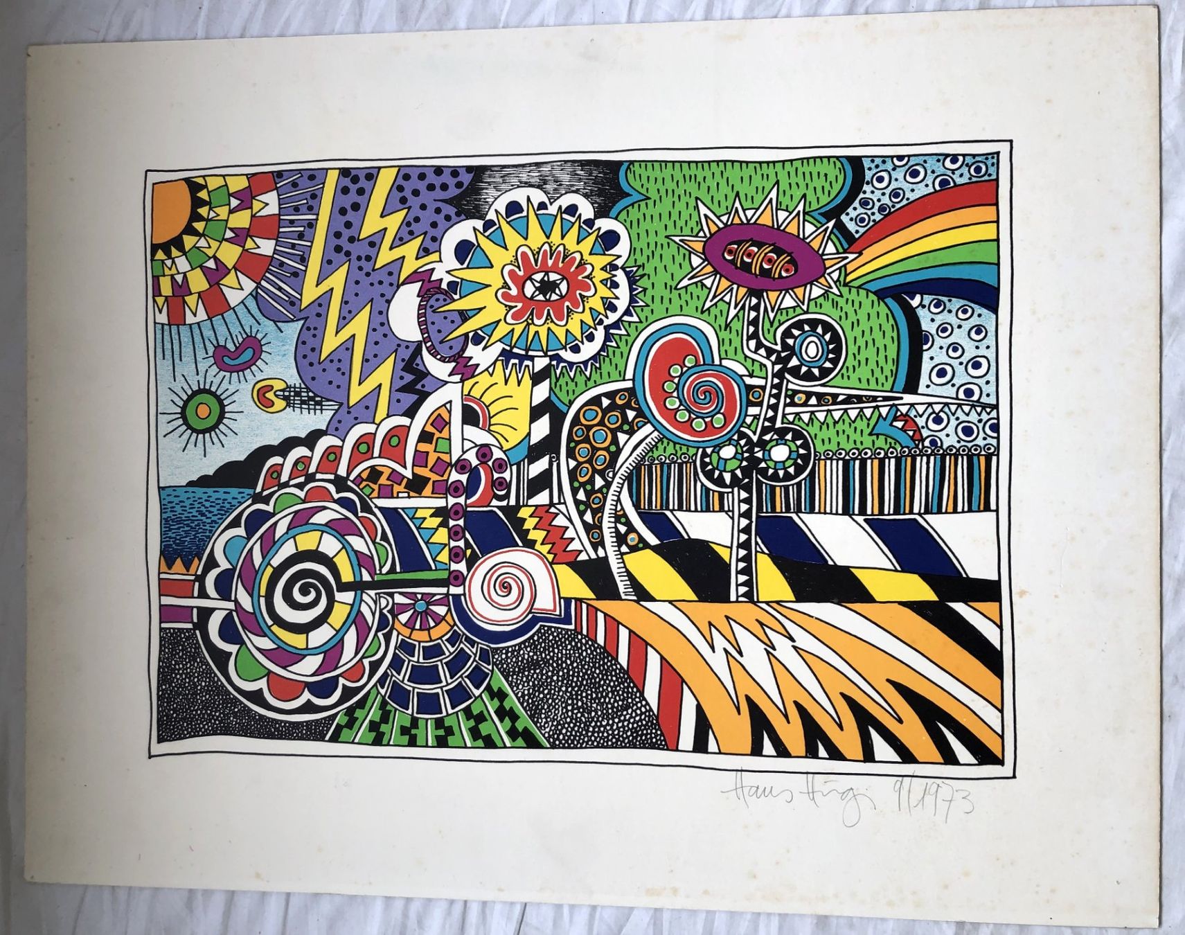 Grafica & Litografie: 2x Hans Hügi - Originallithografien - 1973 - Pop Art – Usato da Schaffhausen venduto da durruti 5