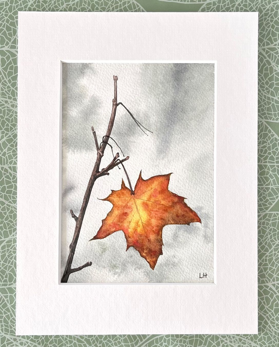Gemälde: Aquarelle feuille morte – Neu (gemäss Beschreibung) aus Le Crêt-p-Semsales von staglione69
