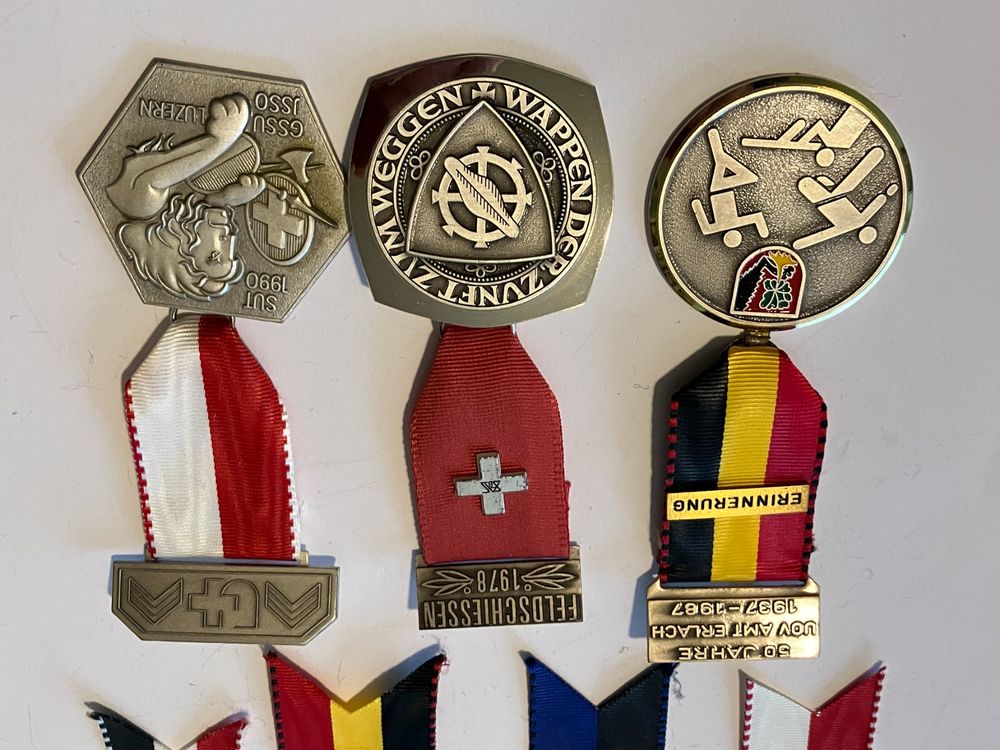 Medaillen: 7 Schützenmedaillen Schweiz, div. Jhg. div. Orte – Gebraucht aus Basel von djwwpp 2