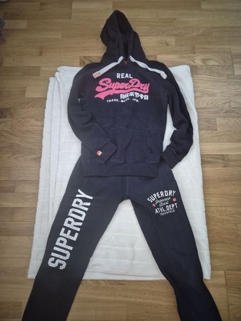 Superdry Trainingsanzug Hoodie & Hose Gr. S dunkelblau 
