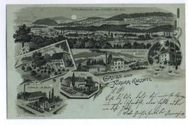 Mehrbild-LITHO Gruss aus NIEDER-HALLWIL Fabrik, Post