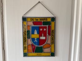 Glasbild Neuchâtel 1. Mär, Bleiverglasung Top Zustand 24x30