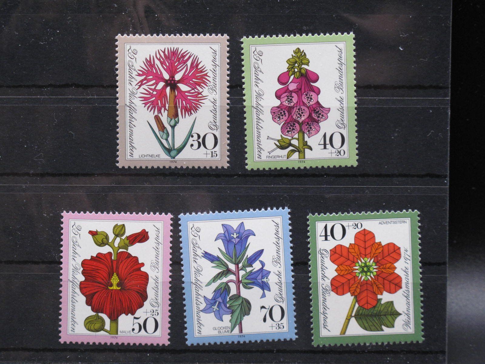 Tutti i francobolli: BRD 1974 Blumen / Weihnachten ** – Usato da Wil SG venduto da fva01