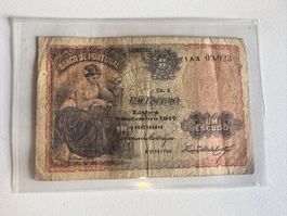 Portugal Noten  “um escudo 1917”